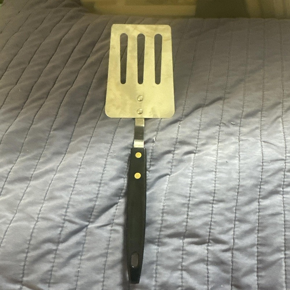 Vintage Short Slotted Spatula Stainless  Not ekco VGUC 10 1/2"